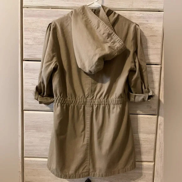 Forever 21 Hooded Utility Jacket; Dark Khaki - Picture 2 of 5